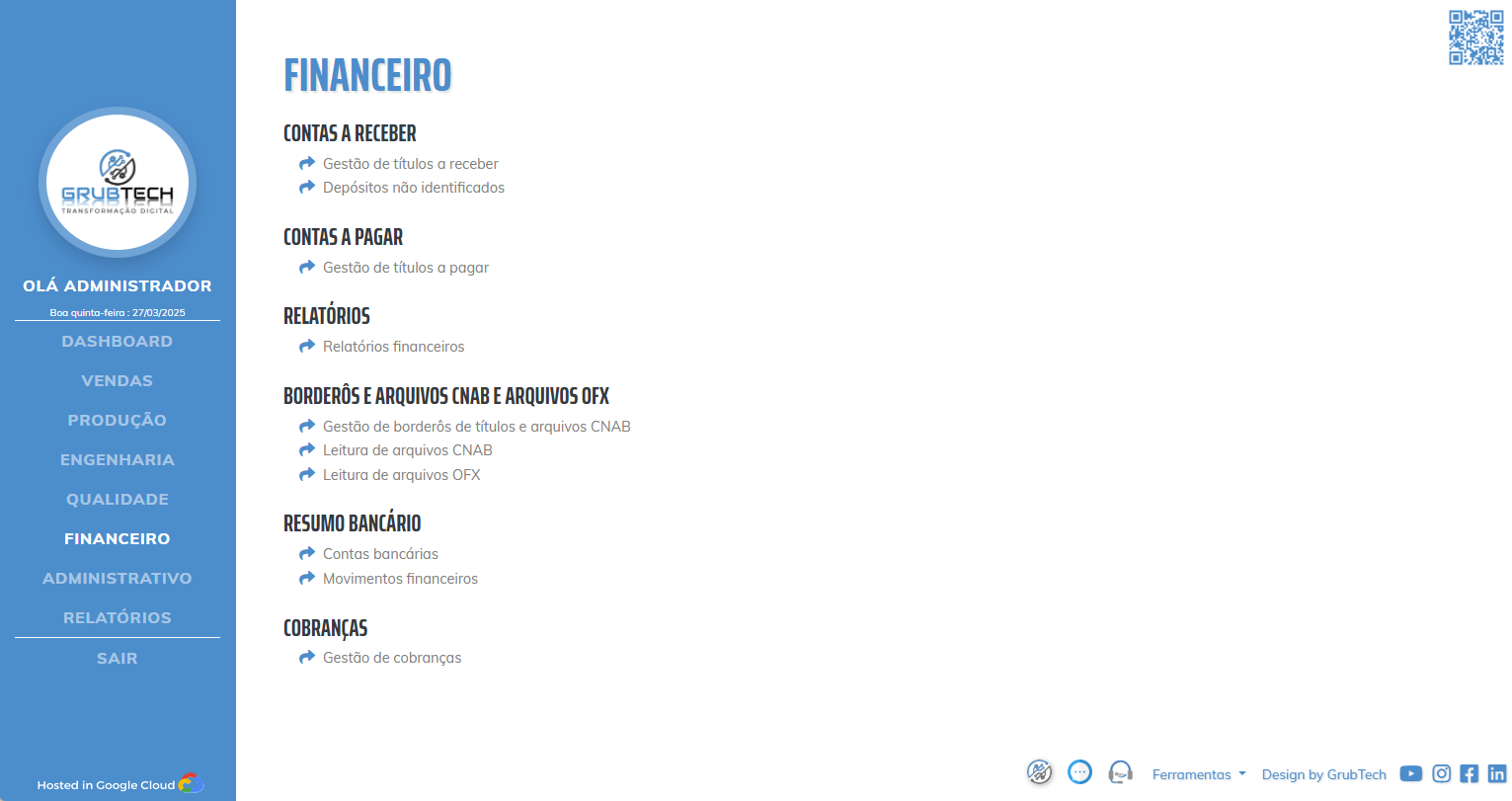 Módulo Financeiro do Incloud ERP