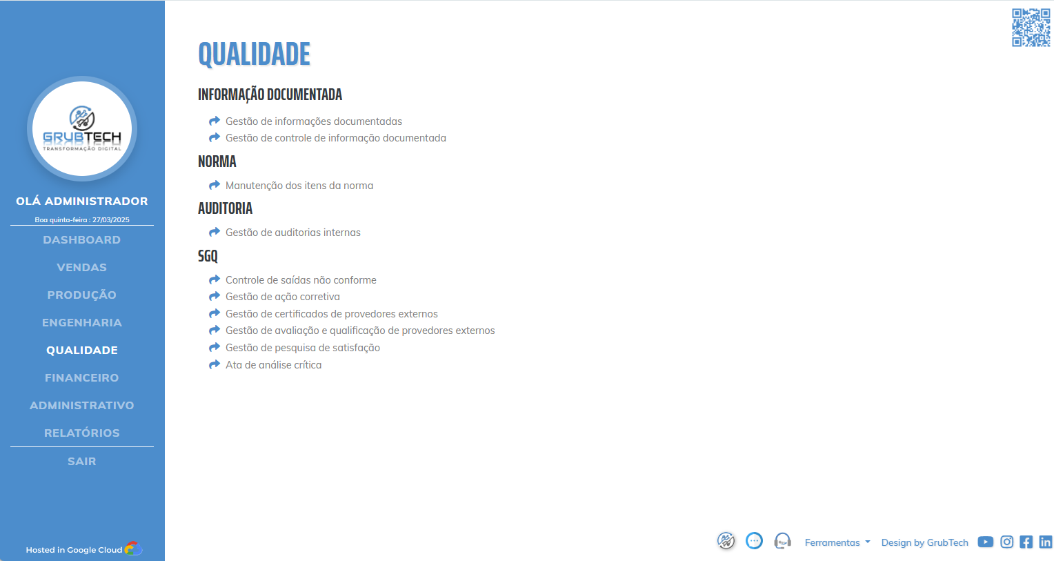 Módulo de Qualidade do Incloud ERP