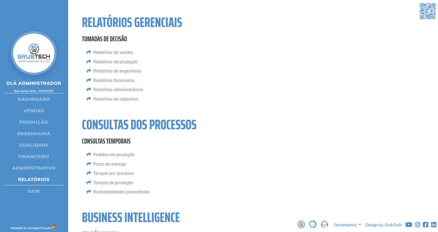 Módulo de Relatórios do Incloud ERP