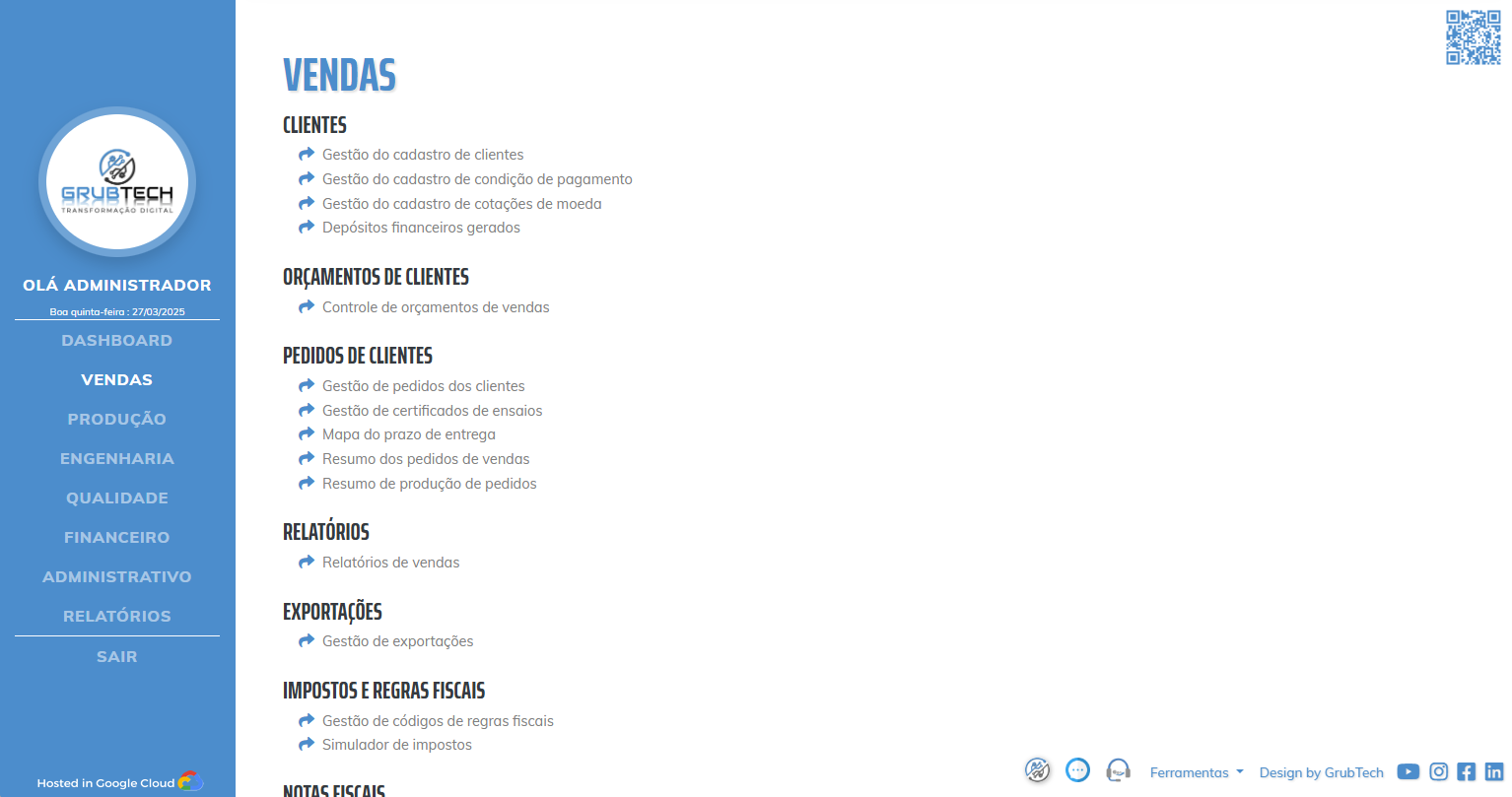 Módulo de Vendas do Incloud ERP